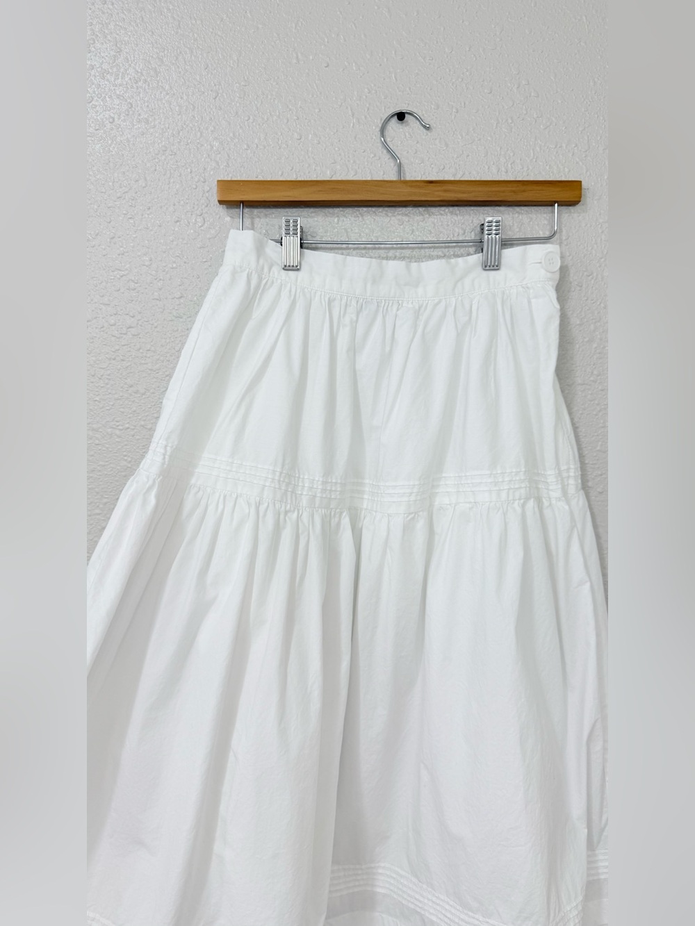 o.p.t Beth Cotton Skirt White Size 2 Tiered Eyelet Maxi Midi Cottagecore XS-S - Picture 4 of 10